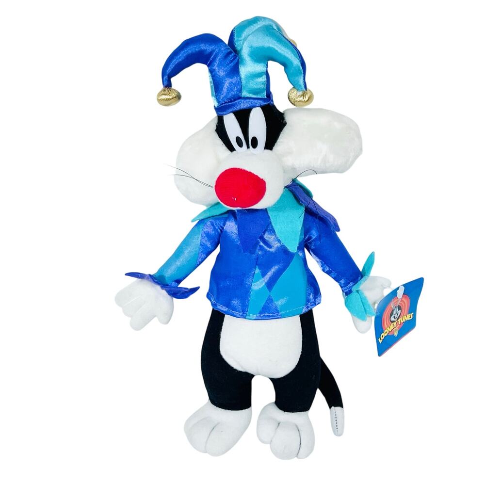 Looney Tunes Sylvester the Cat Jester Outfit Plush Vintage 1997 12" New w/ Tags